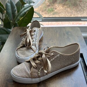 Jack Rogers Glittery Gold Lace-Up Sneakers